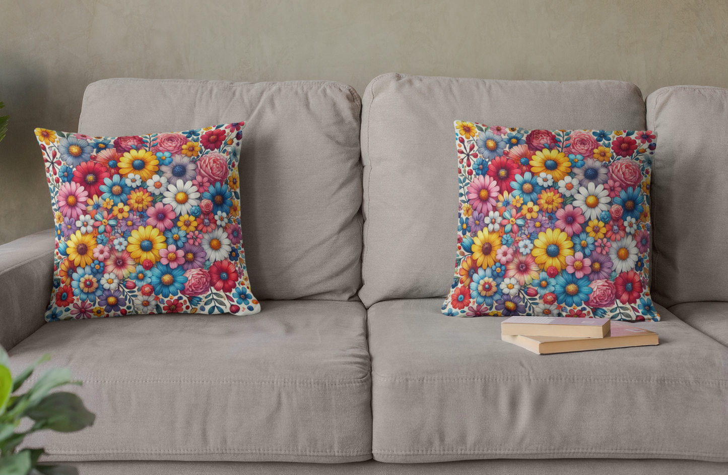 Colorful Floral Throw Pillow