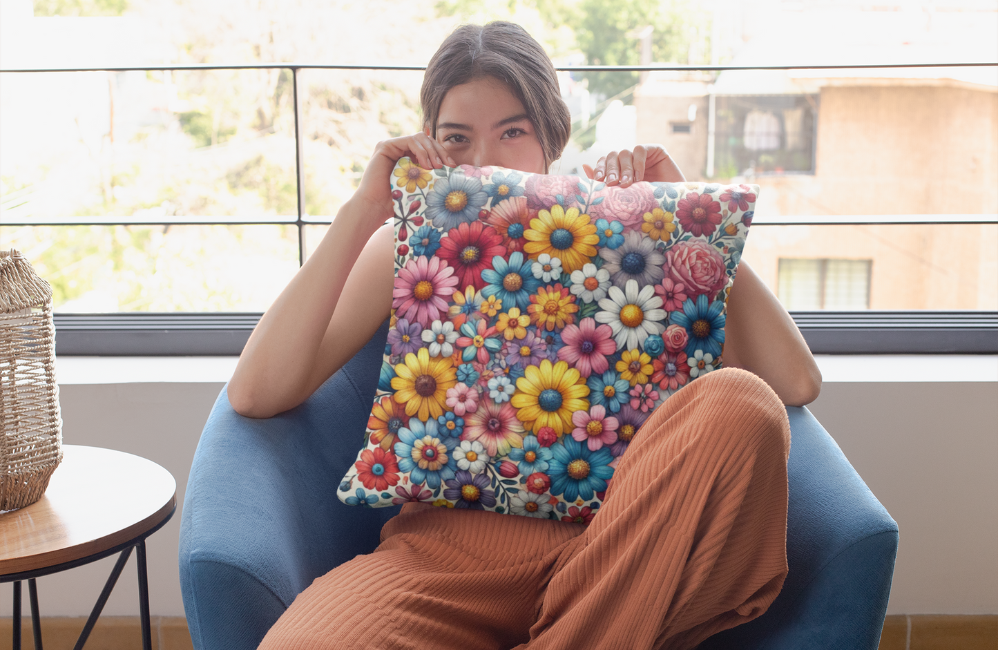 Colorful Floral Throw Pillow