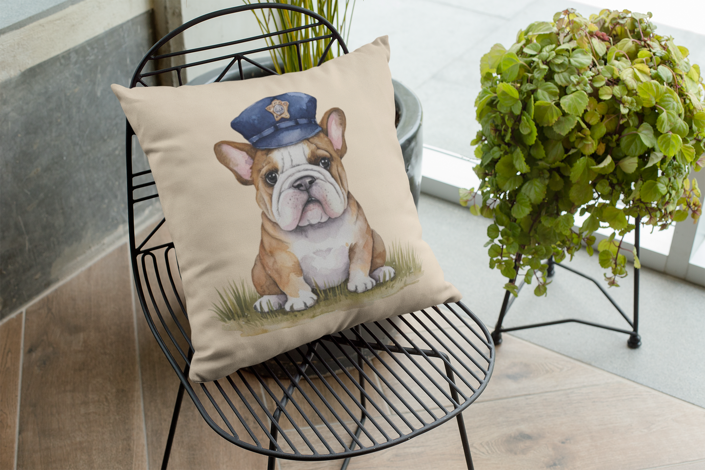 Cute Bulldog Throw Pillow