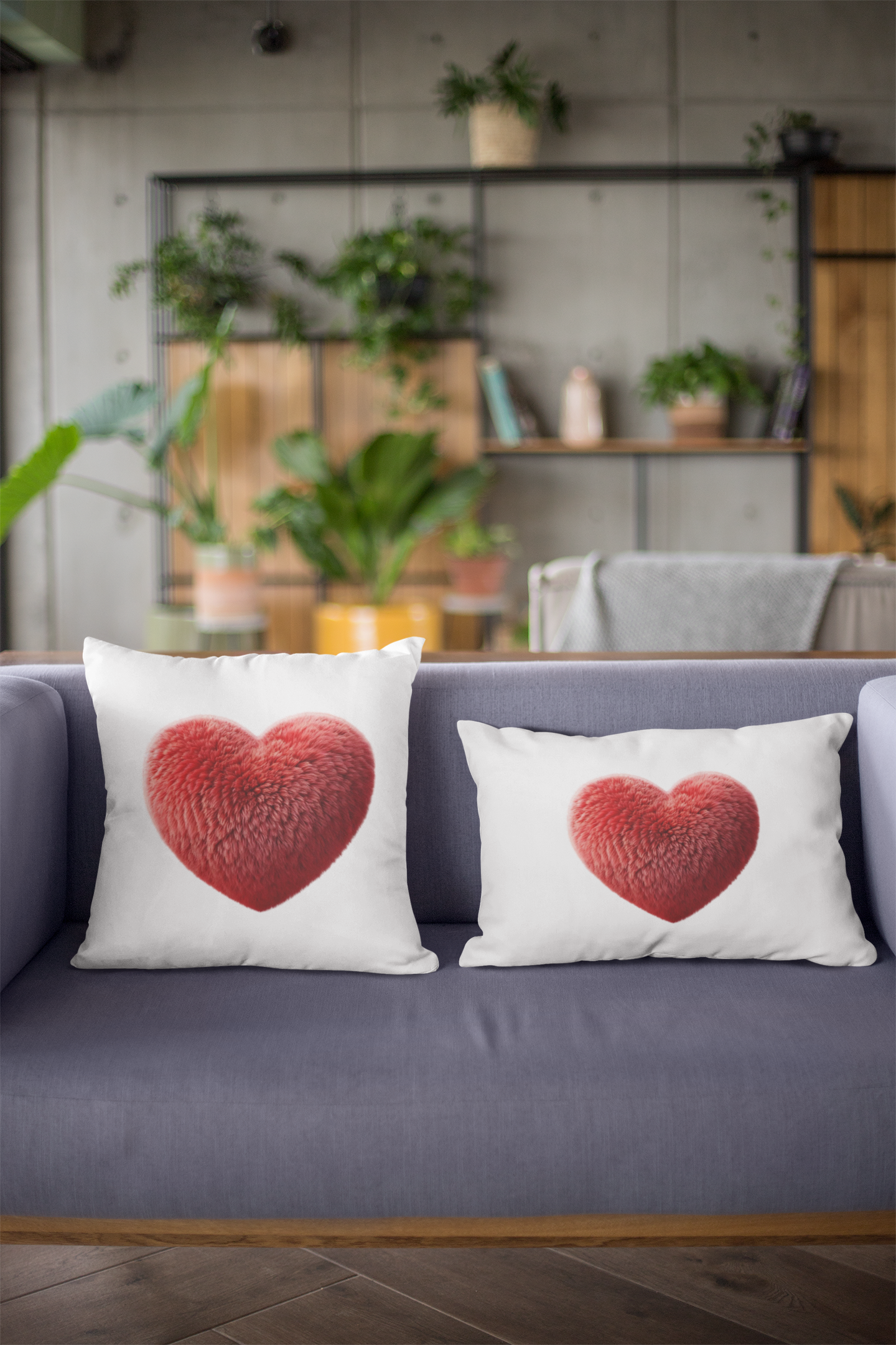 Red Heart Throw Pillow (White)