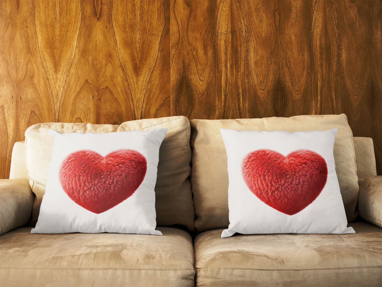 Red Heart Throw Pillow (White)