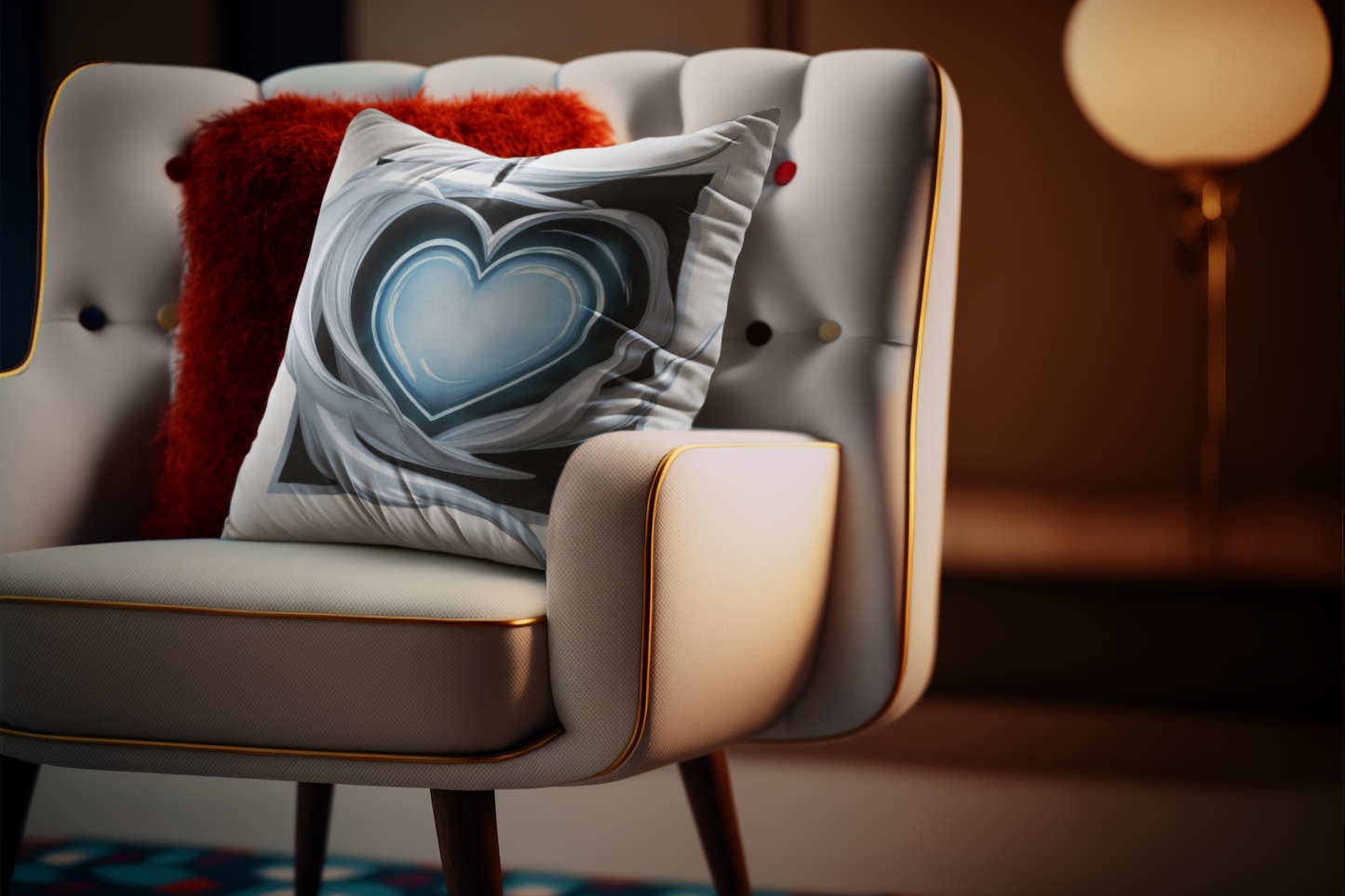 Elegant Blue Heart Throw Pillow