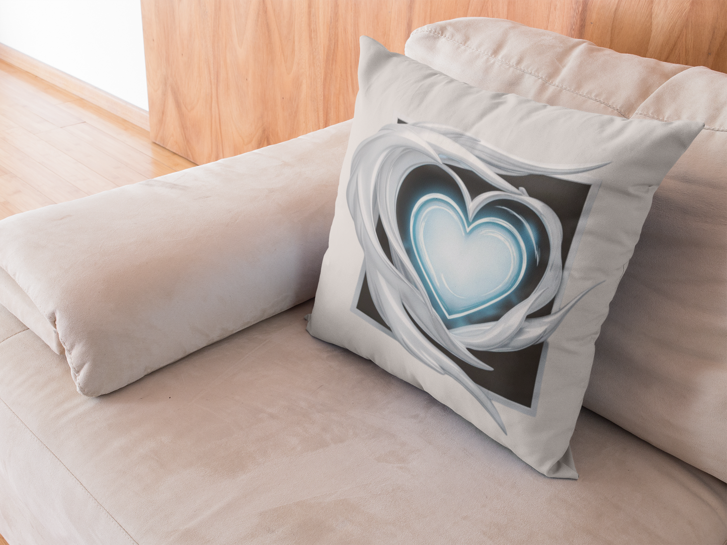 Elegant Blue Heart Throw Pillow