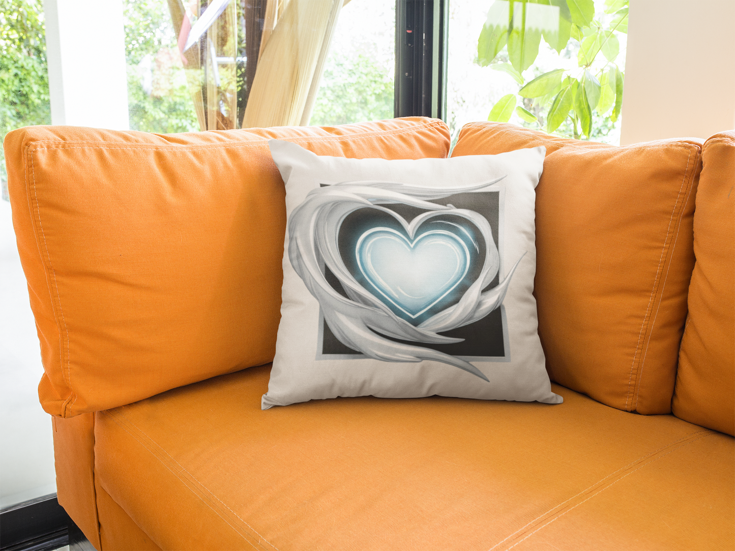 Elegant Blue Heart Throw Pillow