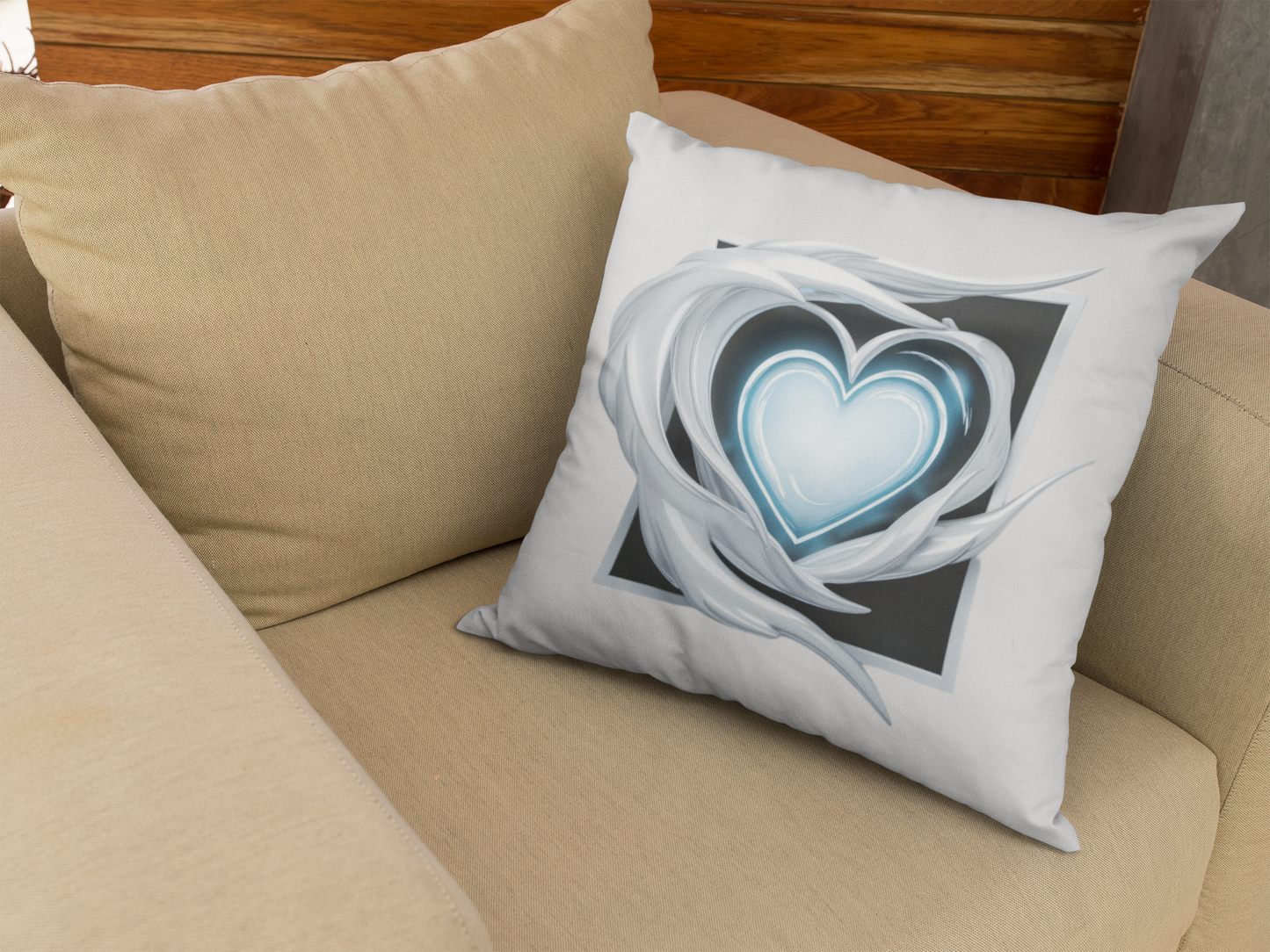 Elegant Blue Heart Throw Pillow