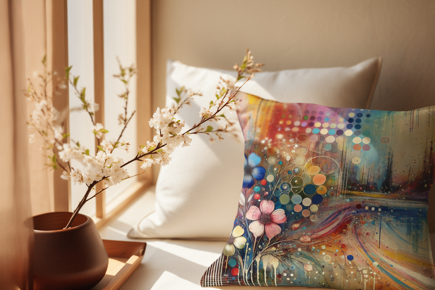 Abstract Floral Throw Pillow