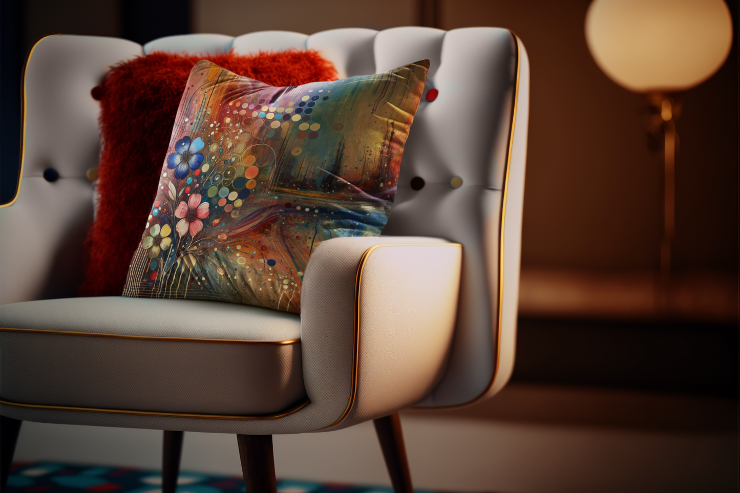 Abstract Floral Throw Pillow