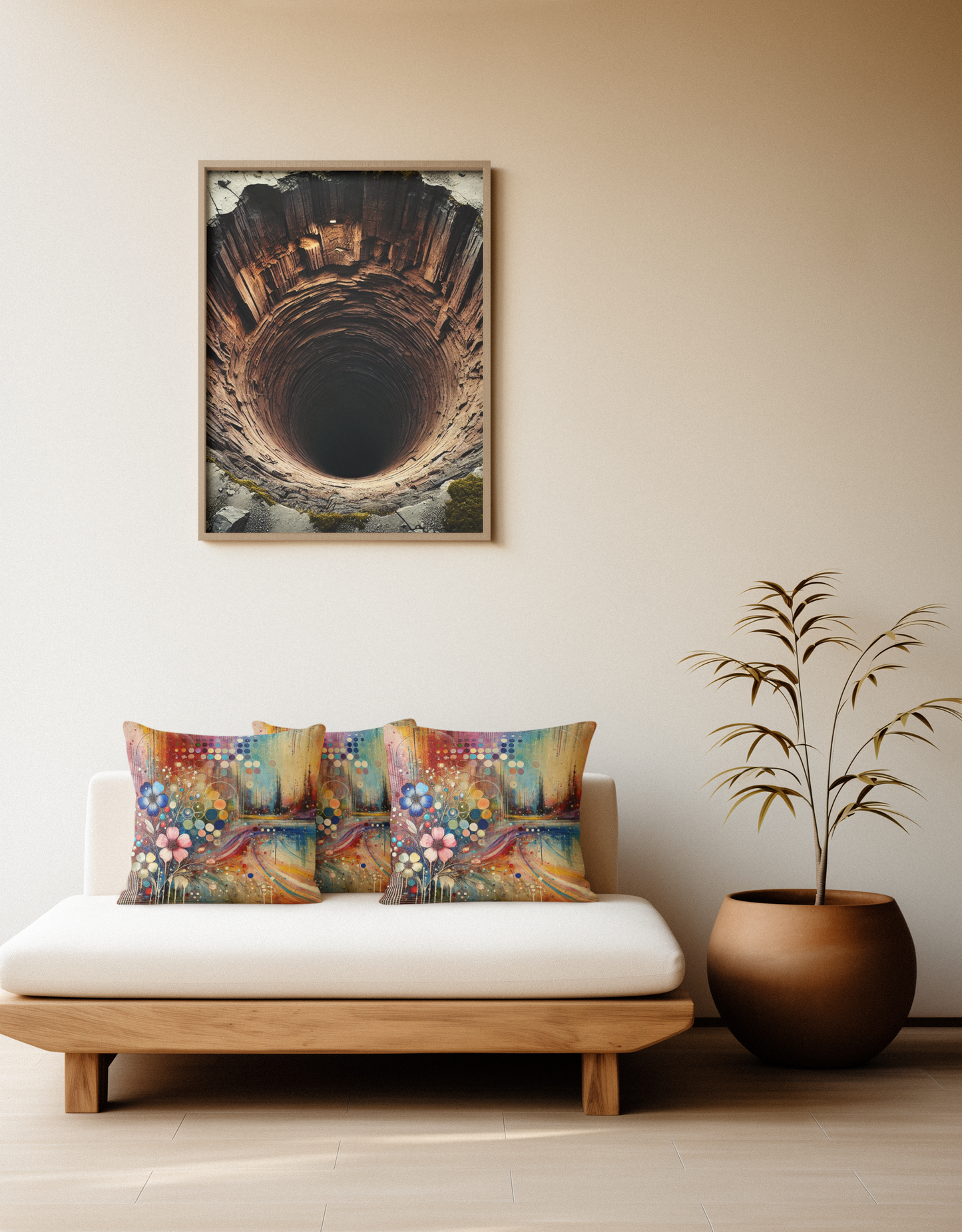 Abstract Floral Throw Pillow