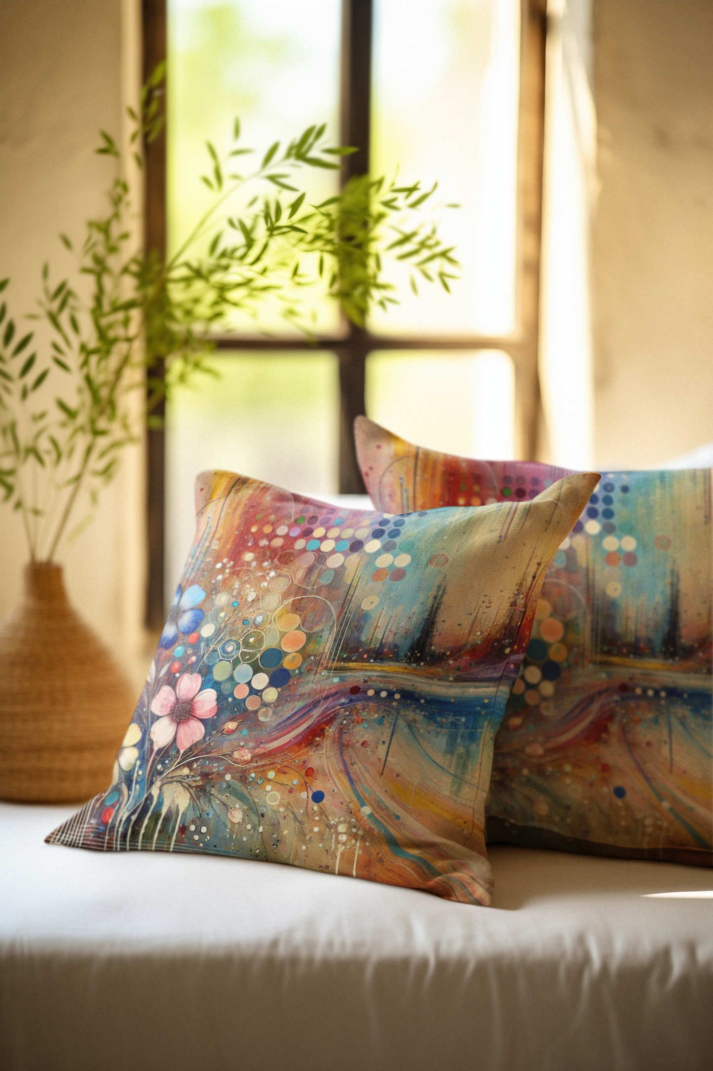 Abstract Floral Throw Pillow