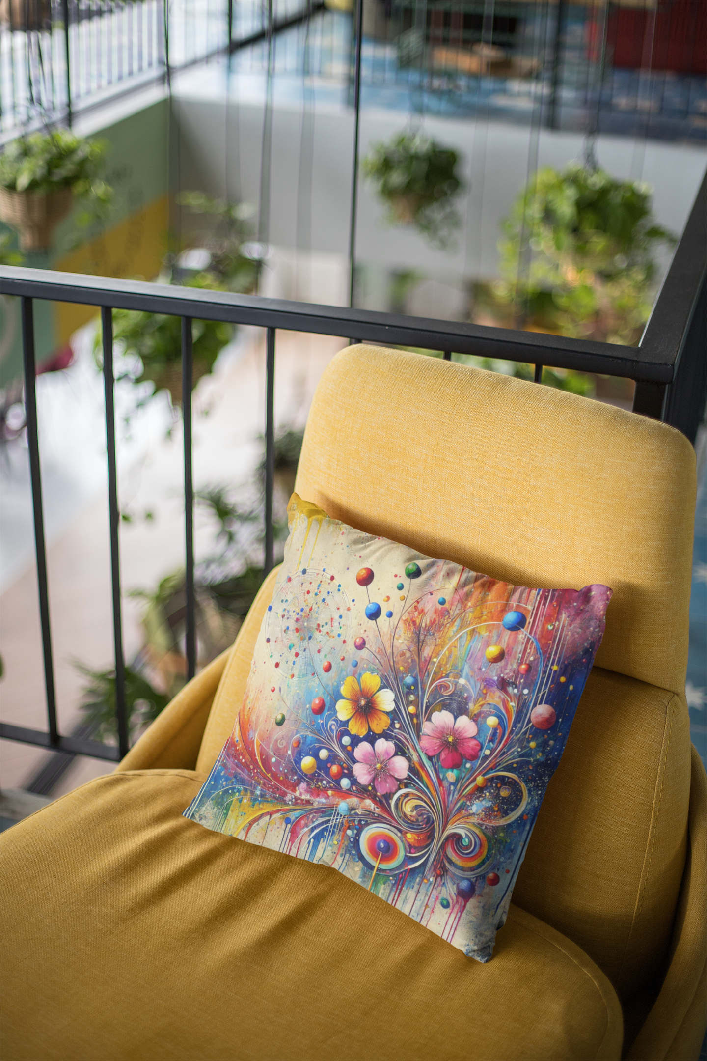 Vibrant Floral Throw Pillow