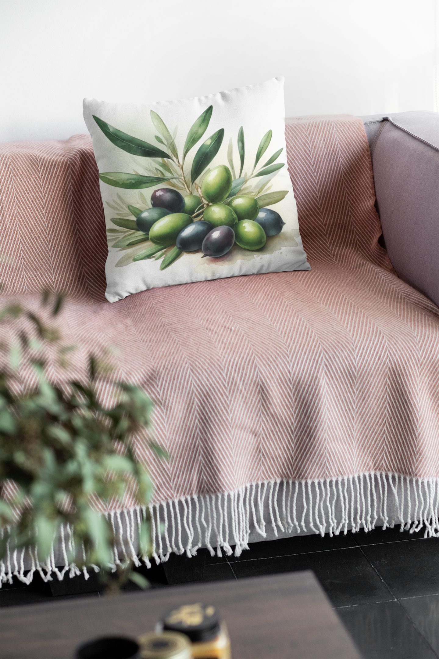 Olive Design Throw Pillow