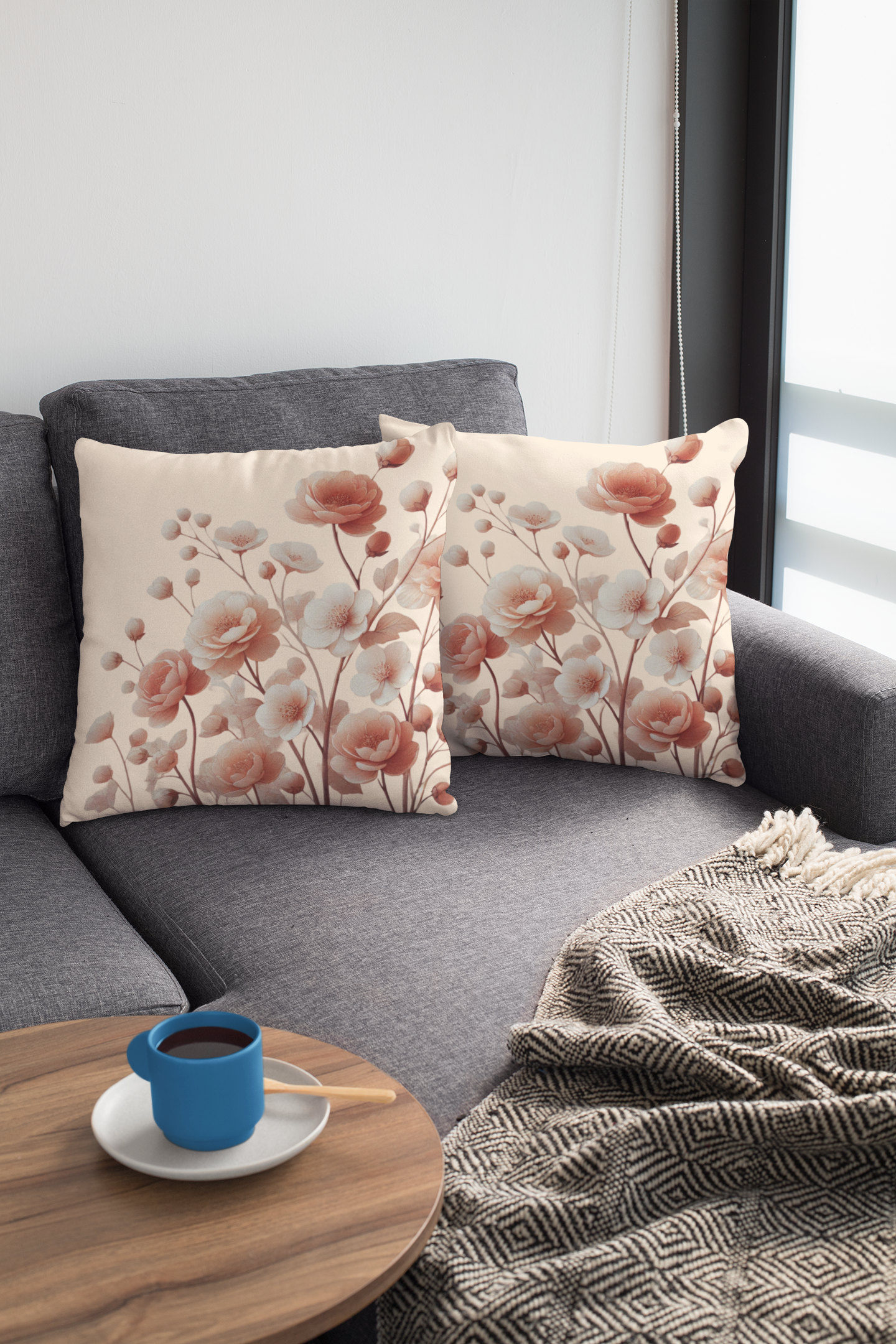 Soft Pink Flower Throw Pillow (Pink)