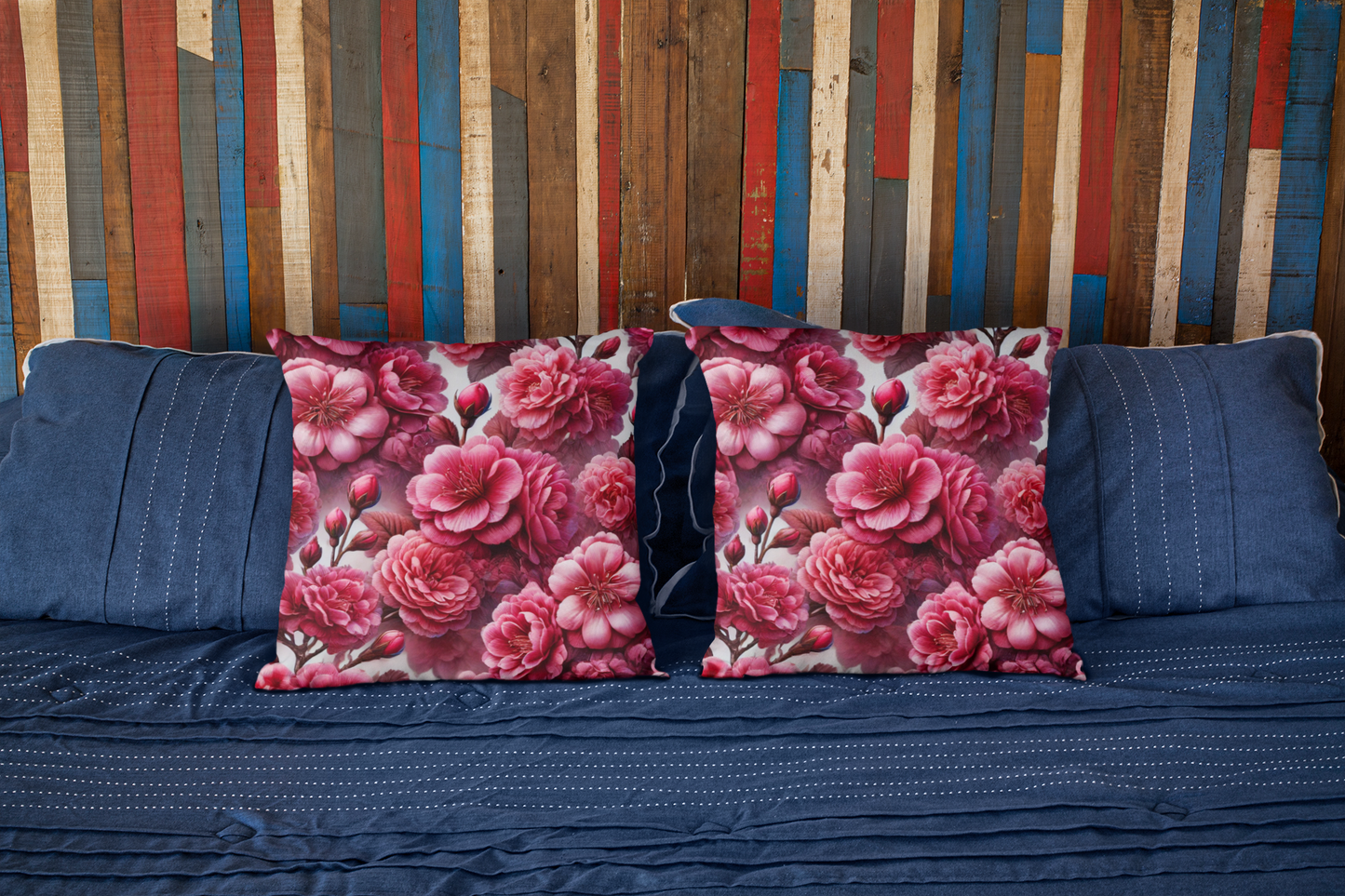 Elegant Dark Pink Flower Throw Pillow