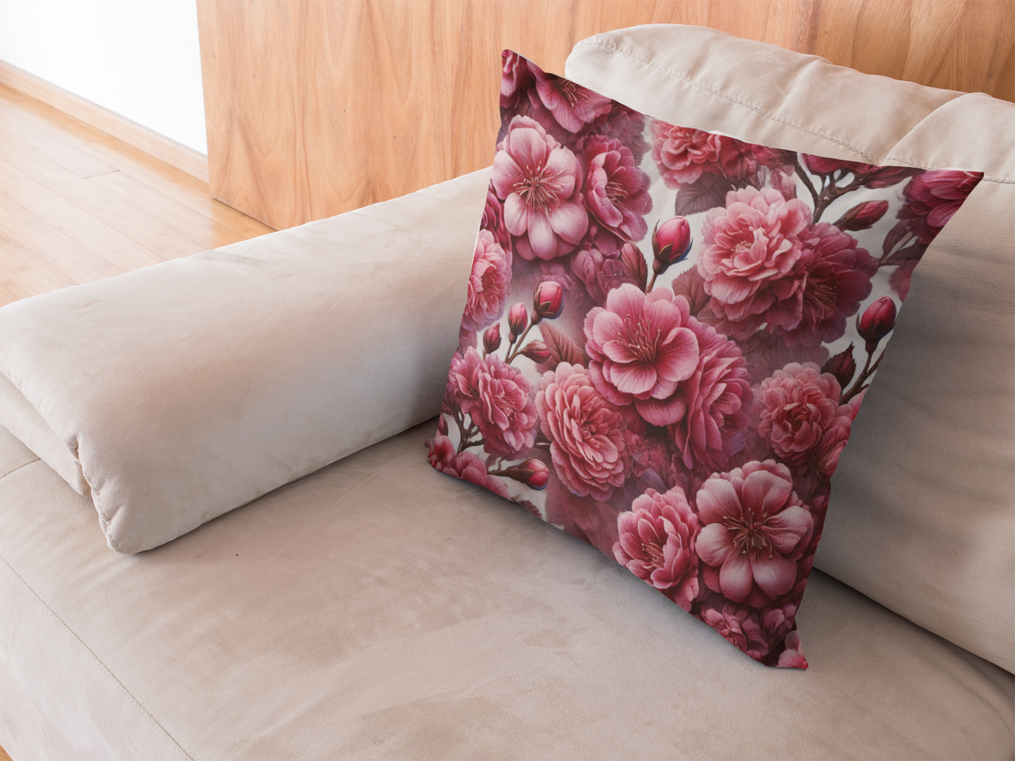 Elegant Dark Pink Flower Throw Pillow