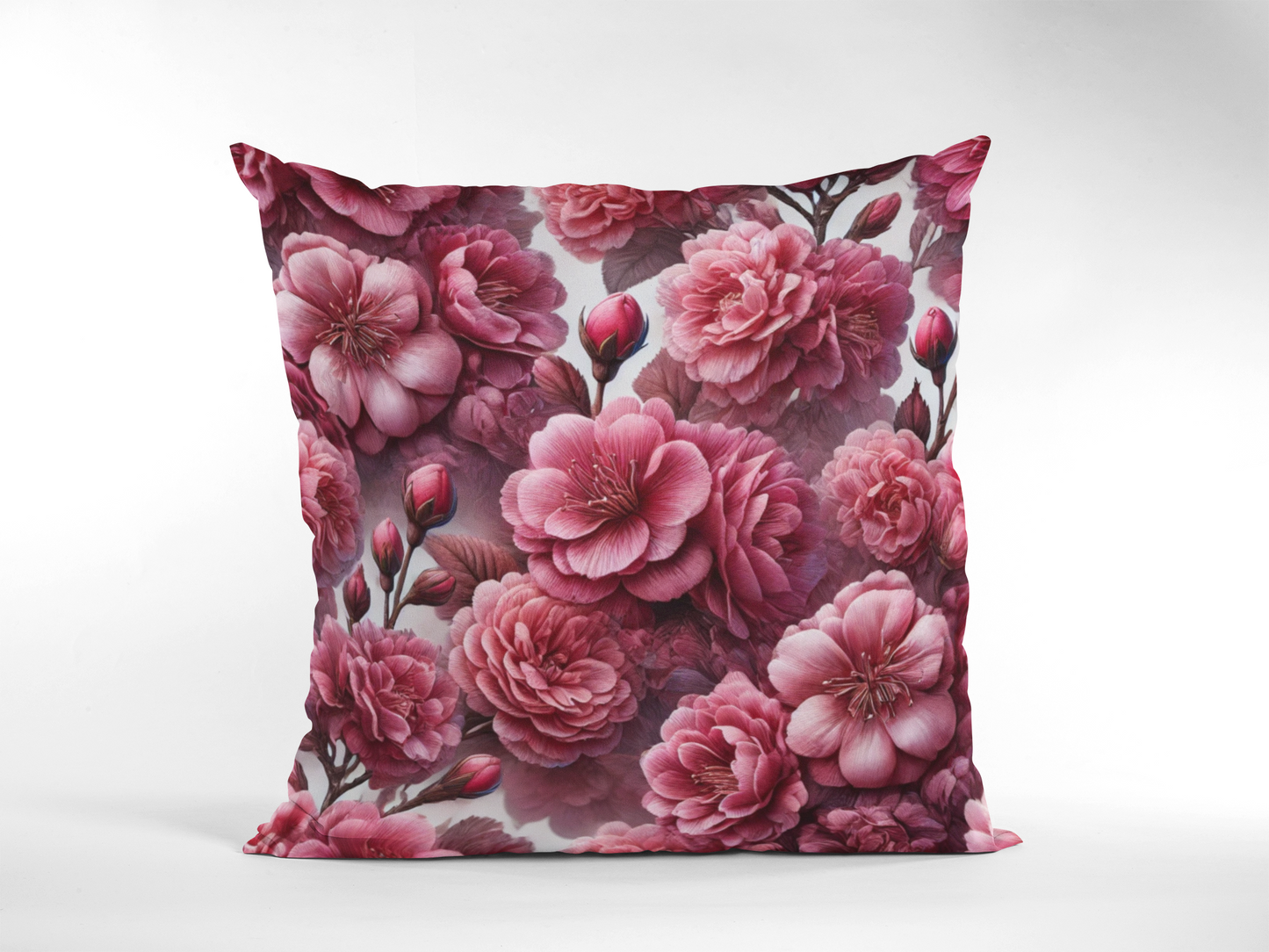 Elegant Dark Pink Flower Throw Pillow