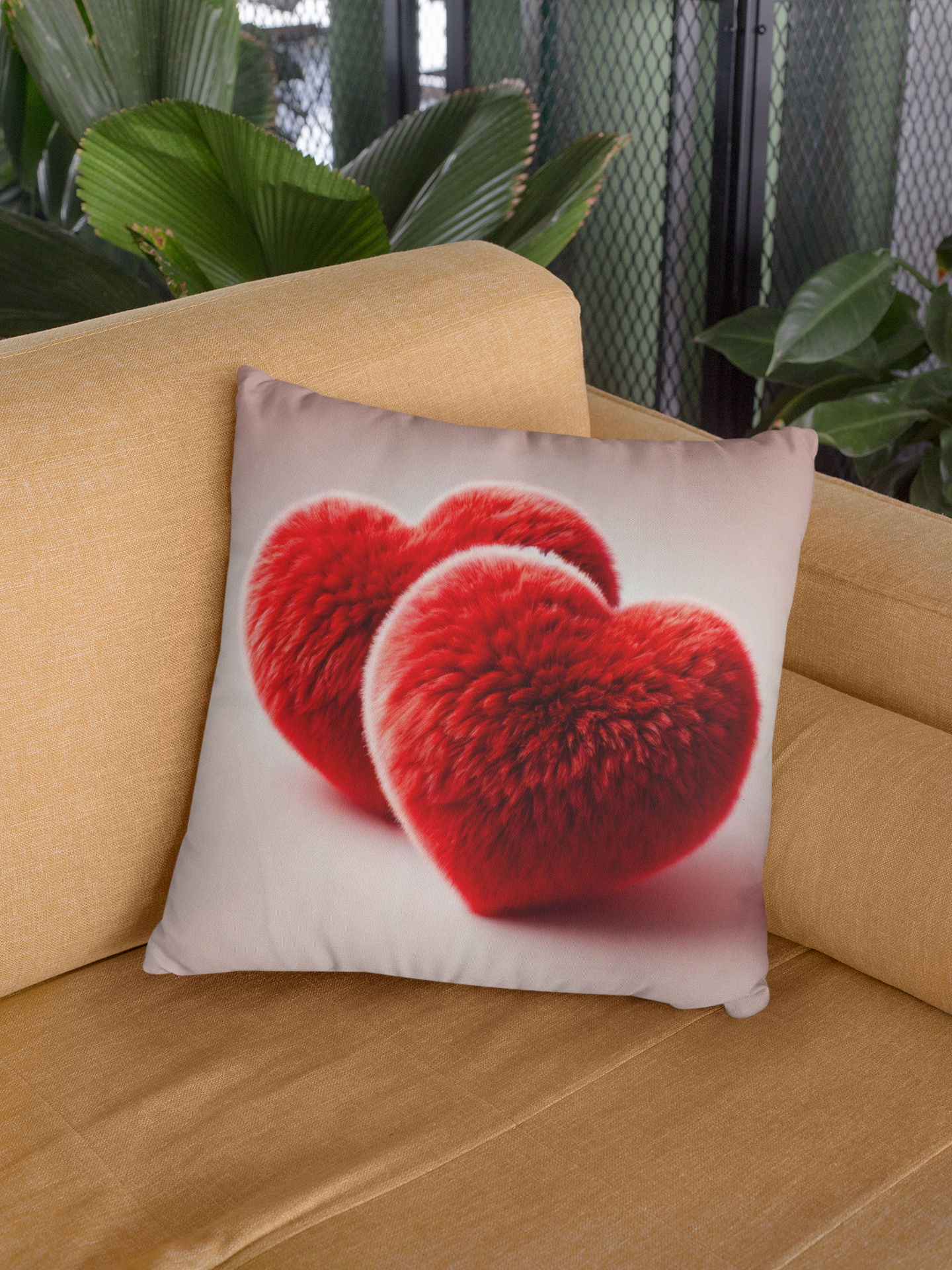 Red Hearts Throw Pillow (Pink)