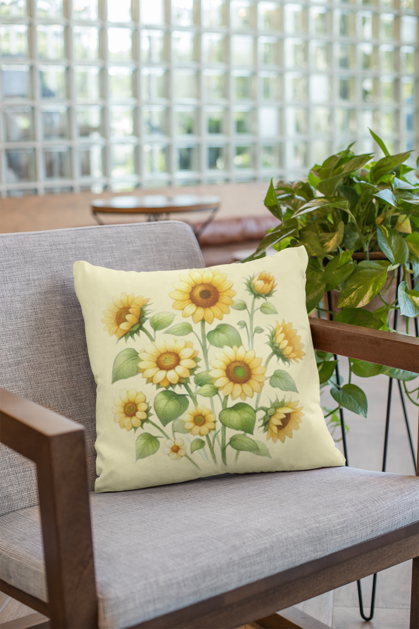 Bright Sunflower Throw Pillow