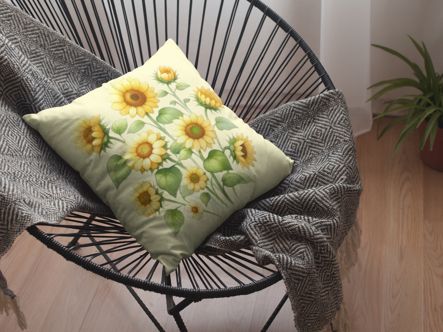 Bright Sunflower Throw Pillow