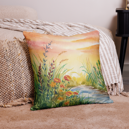 Soft Sunset Scene Throw Pillow