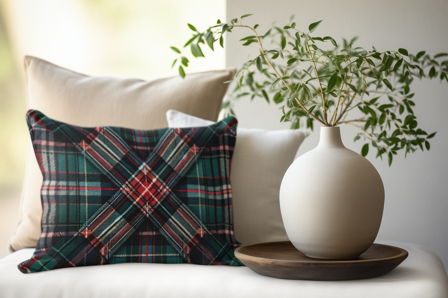 Plaid Pattern Throw Pillow