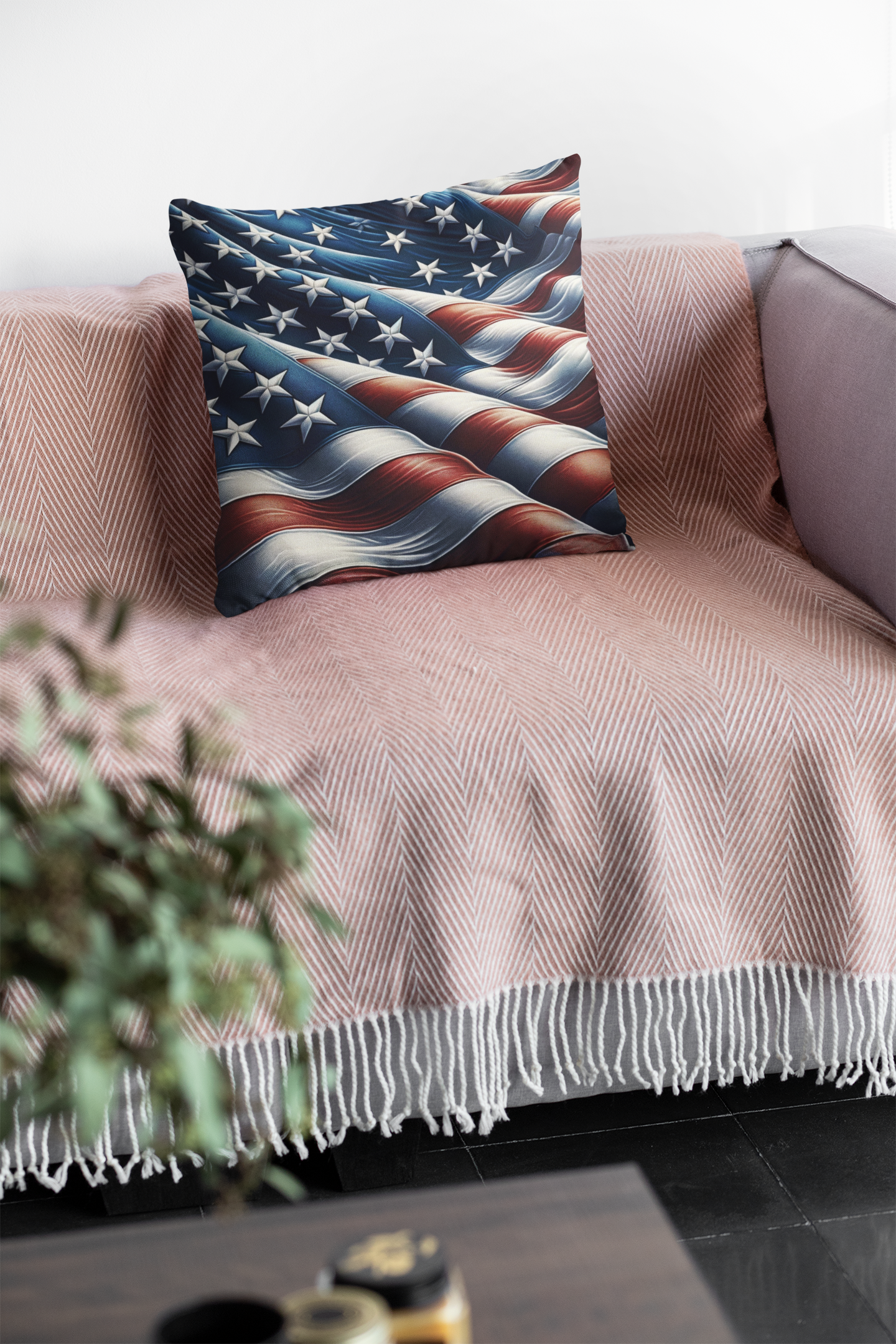 American Flag Throw Pillow